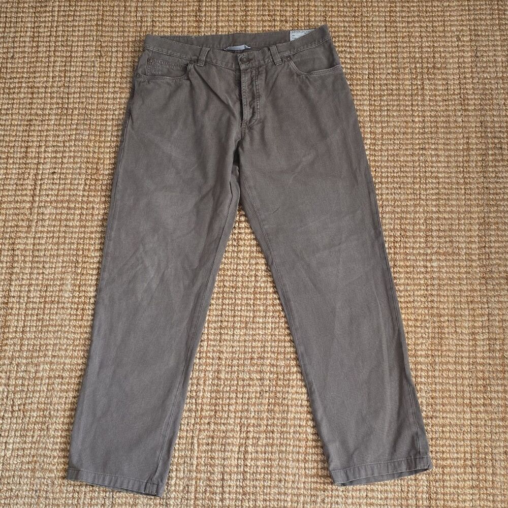 Brunello Cucinelli  Plaid Cotton Casual Pants Button 5-Pocket Men's 32×28